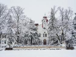 Photo of College Hall in the snow