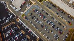 aerial shot of a parking lot